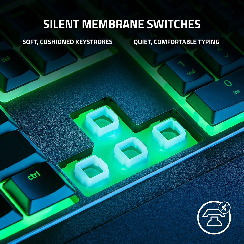Ornata V3 X Teclado Para Juegos De Membrana Con Cable De Tamaño Completo Para PC, Chroma RGB, Reposamuñecas, Negro