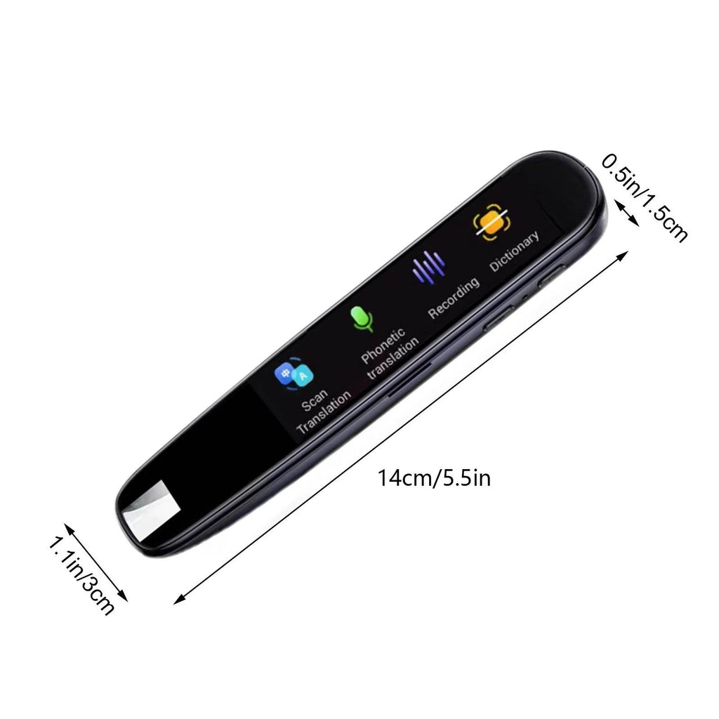 Translation Pen,Bolígrafo Traductor De Idioma , Memoria Incluida Servicio De Traducción De Fotos Sin Conexión Bolígrafo De Traducción Con Escaneo Electrónico Inteligente De Pantalla Táctil (Negro, Abs)