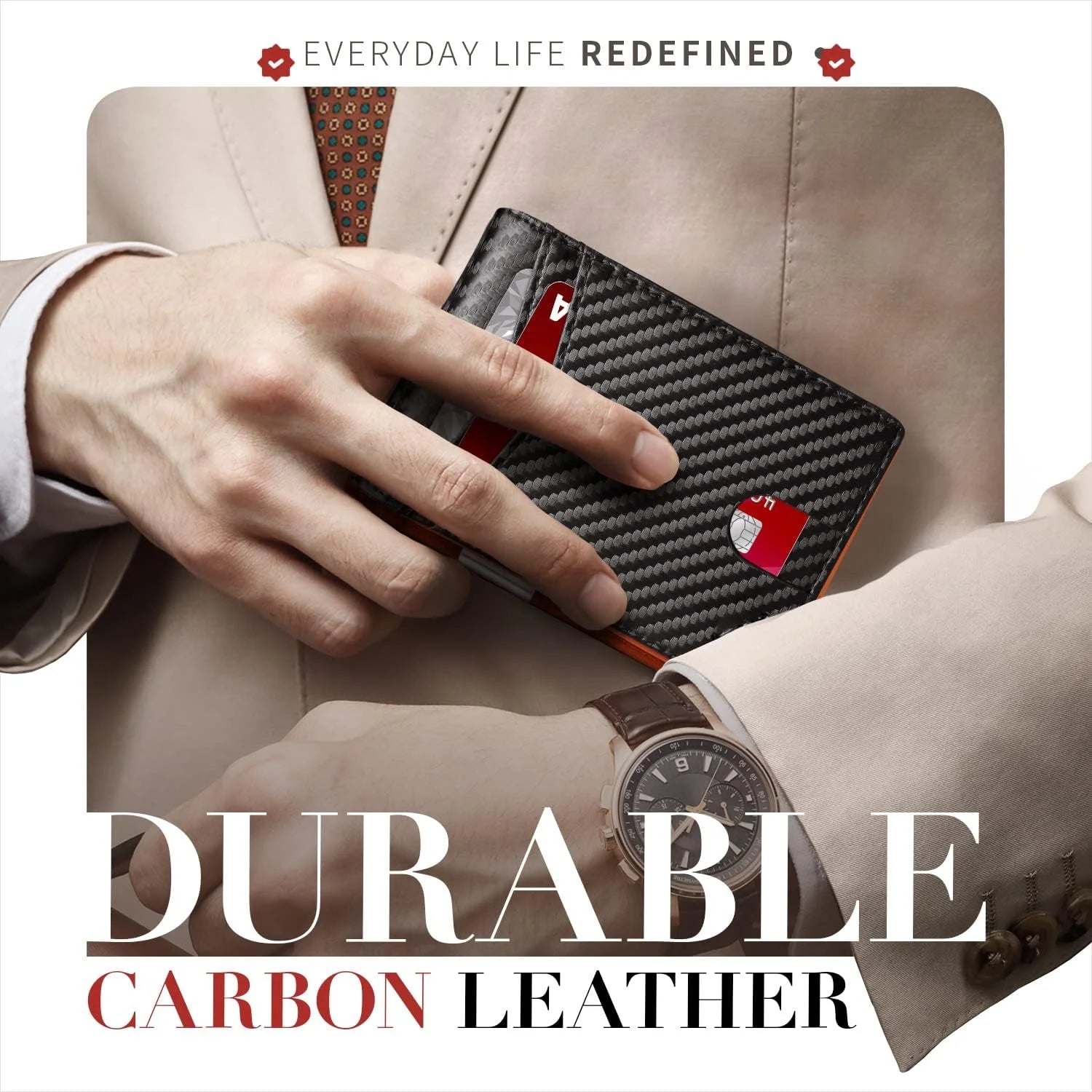 Aursear Cartera Para Hombre Delgada, Cuero Genuino Minimalist Cartera Para Hombre Con Bloqueo RFID, Tarjetero Con Clip Para Dinero, Mejor Regalo