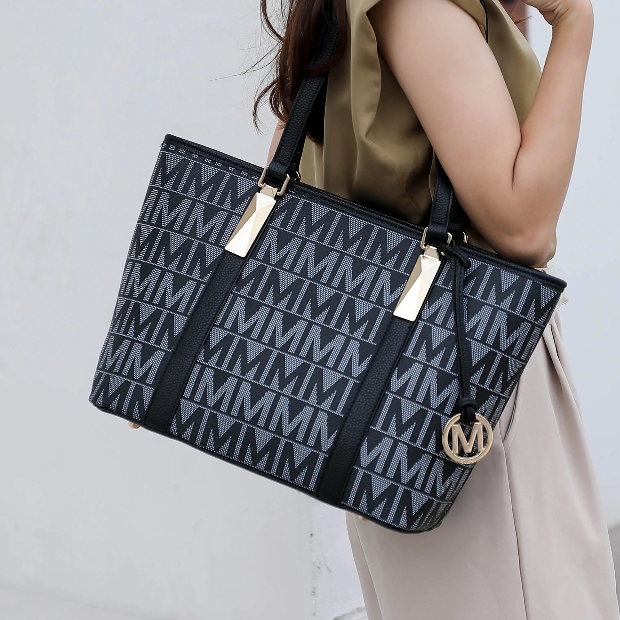 Bolso Tote Para Mujer by Mia K. Marimar Con Bolsa Y Muñequera, Conjunto De 4 Piezas - Gris