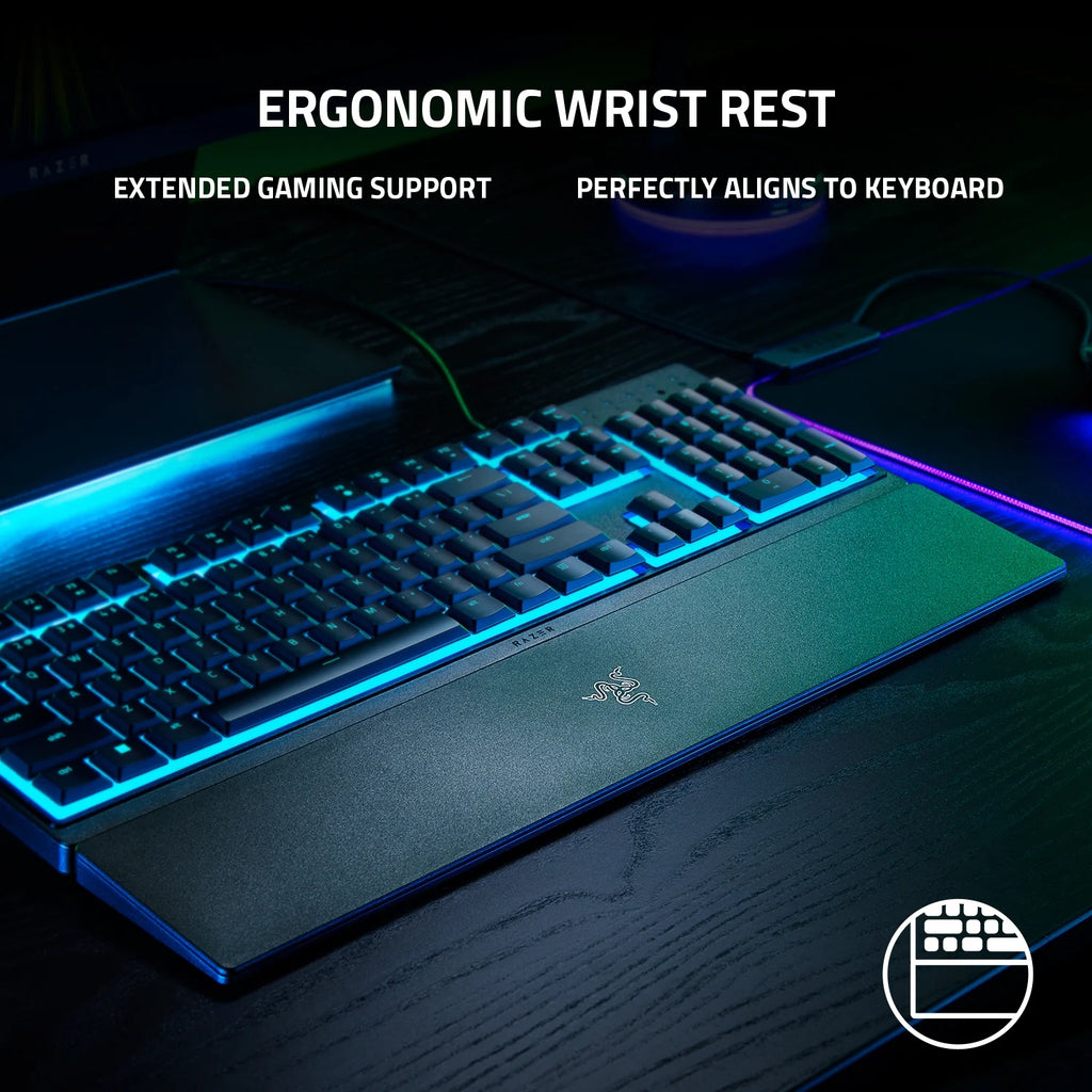 Ornata V3 X Teclado Para Juegos De Membrana Con Cable De Tamaño Completo Para PC, Chroma RGB, Reposamuñecas, Negro