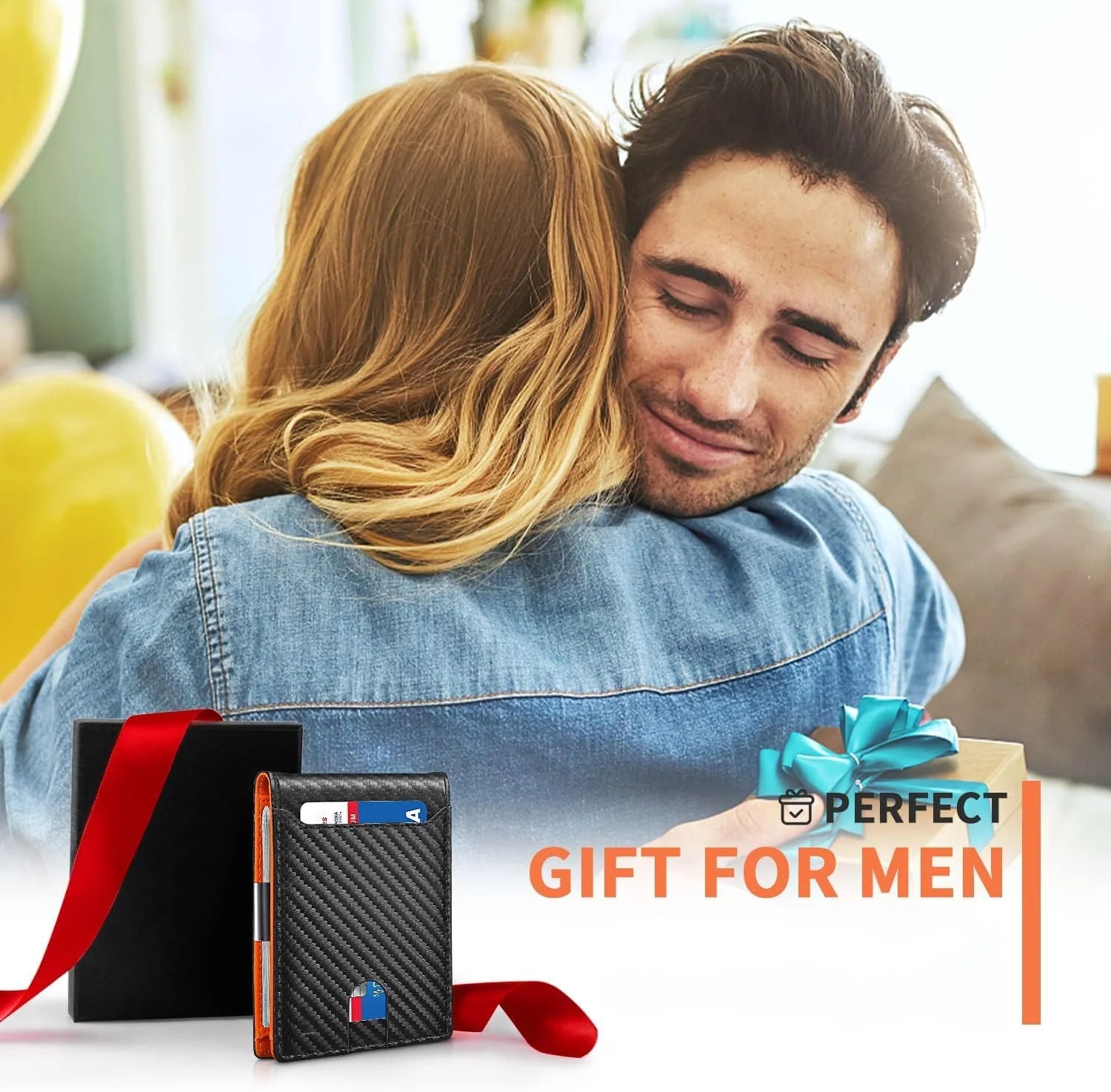 Aursear Cartera Para Hombre Delgada, Cuero Genuino Minimalist Cartera Para Hombre Con Bloqueo RFID, Tarjetero Con Clip Para Dinero, Mejor Regalo