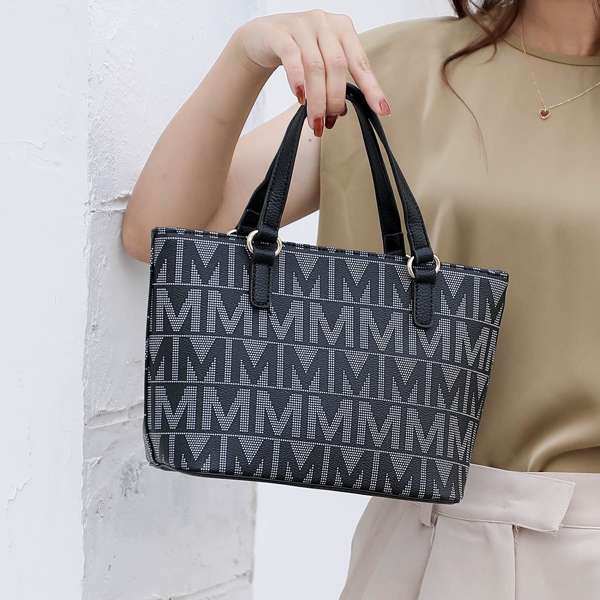 Bolso Tote Para Mujer by Mia K. Marimar Con Bolsa Y Muñequera, Conjunto De 4 Piezas - Gris