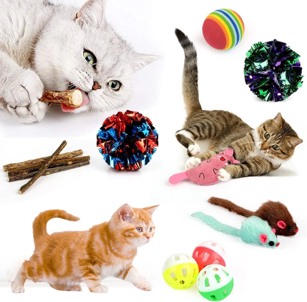 32 Pzas De Juguetes Para Gatos, Variedad Interactiva De Juguetes De Catnip Con Túnel Arcoíris Plegable, Juguete De Plumas Y Bolas Arrugadas Para Gatos, Gatitos, Cachorros