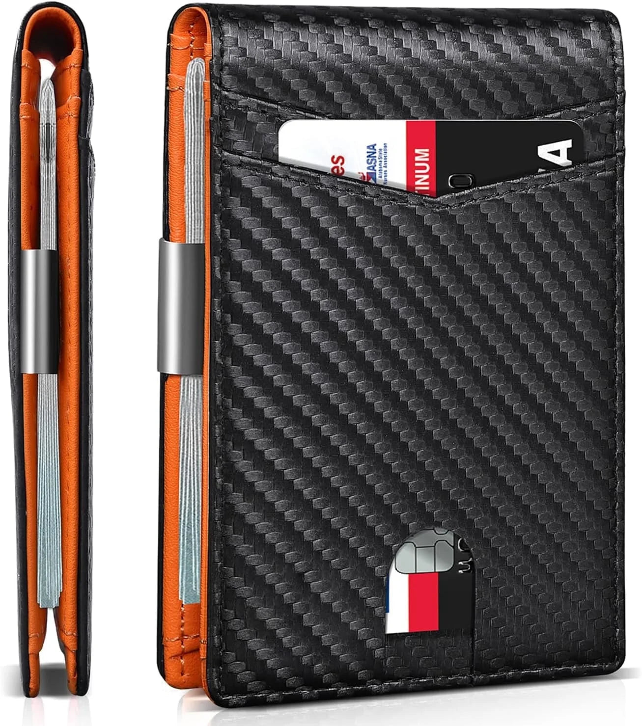 Aursear Cartera Para Hombre Delgada, Cuero Genuino Minimalist Cartera Para Hombre Con Bloqueo RFID, Tarjetero Con Clip Para Dinero, Mejor Regalo