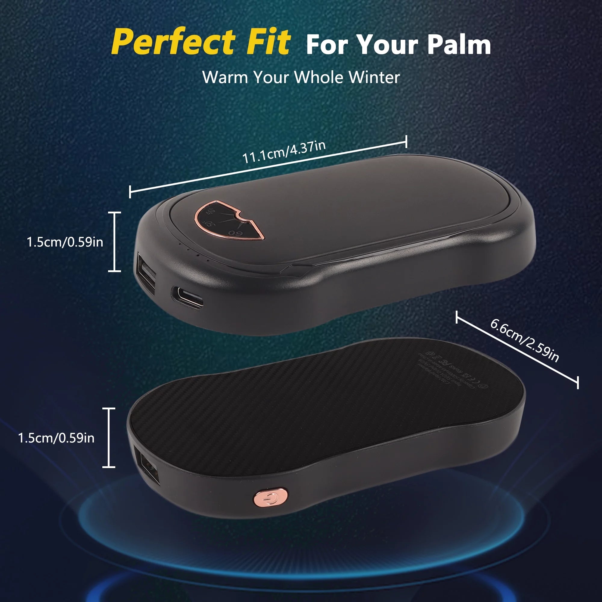 Calentadores De Manos Recargables Paquete De 2,  10000 Mah Calentadores De Manos Calientes, Calentador De Manos Eléctrico Recargable Por USB Portátil, Calentador De Manos Reutilizable Para Acampar, Pescar, Esquiar, Hacer Senderismo