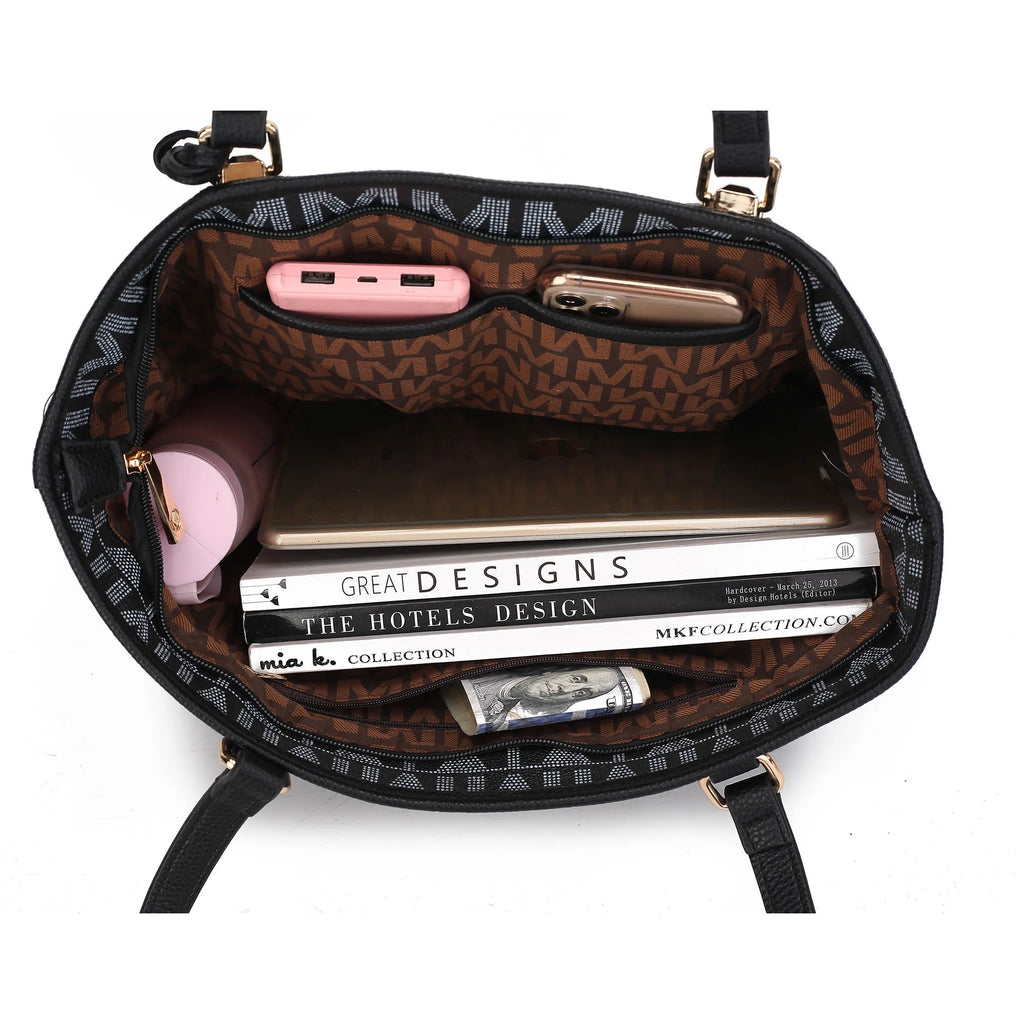 Bolso Tote Para Mujer by Mia K. Marimar Con Bolsa Y Muñequera, Conjunto De 4 Piezas - Gris
