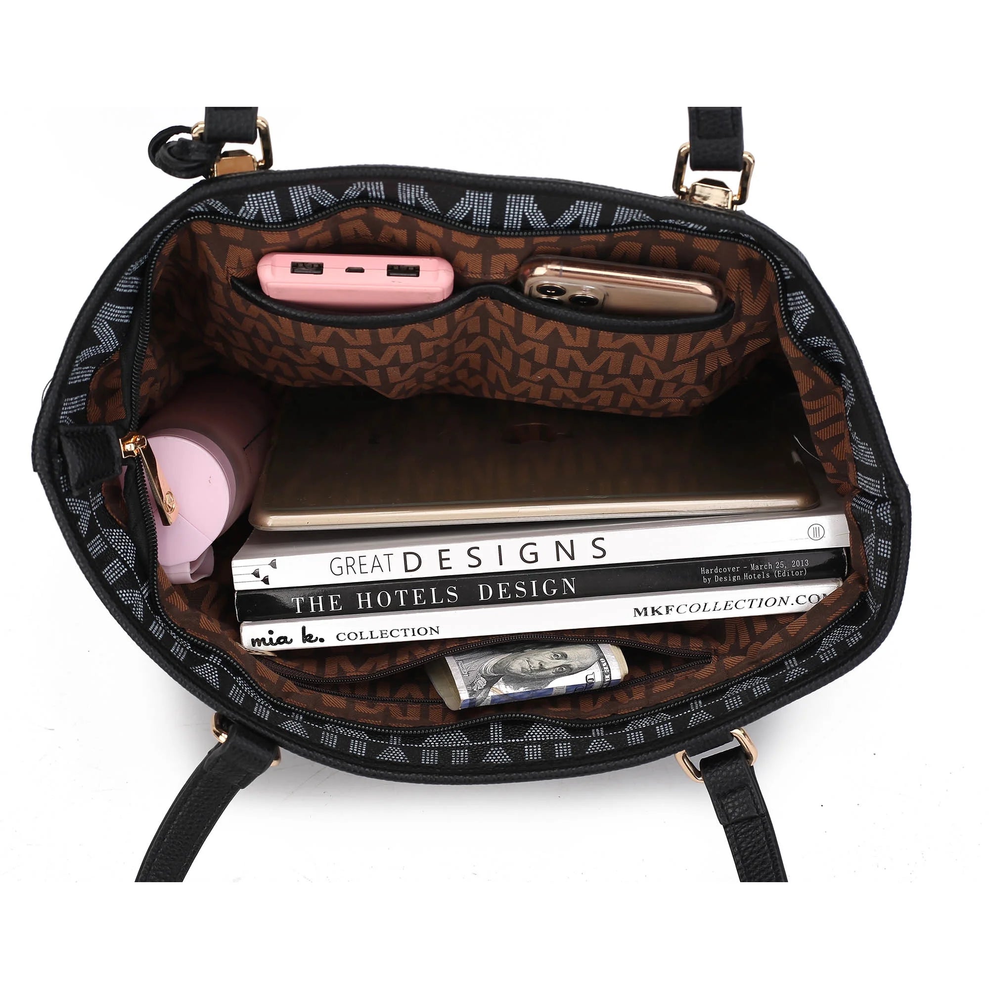 Bolso Tote Para Mujer by Mia K. Marimar Con Bolsa Y Muñequera, Conjunto De 4 Piezas - Gris