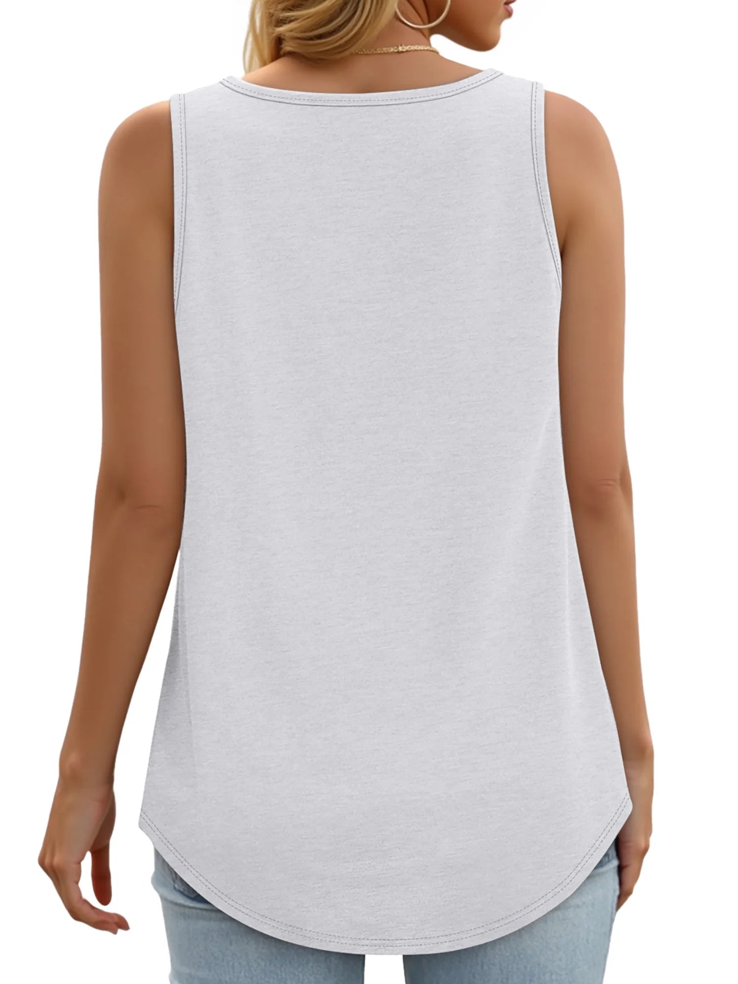 Blusas Sin Mangas De Verano Para Mujer Con Cuello En U, Casuales Y Fluidas