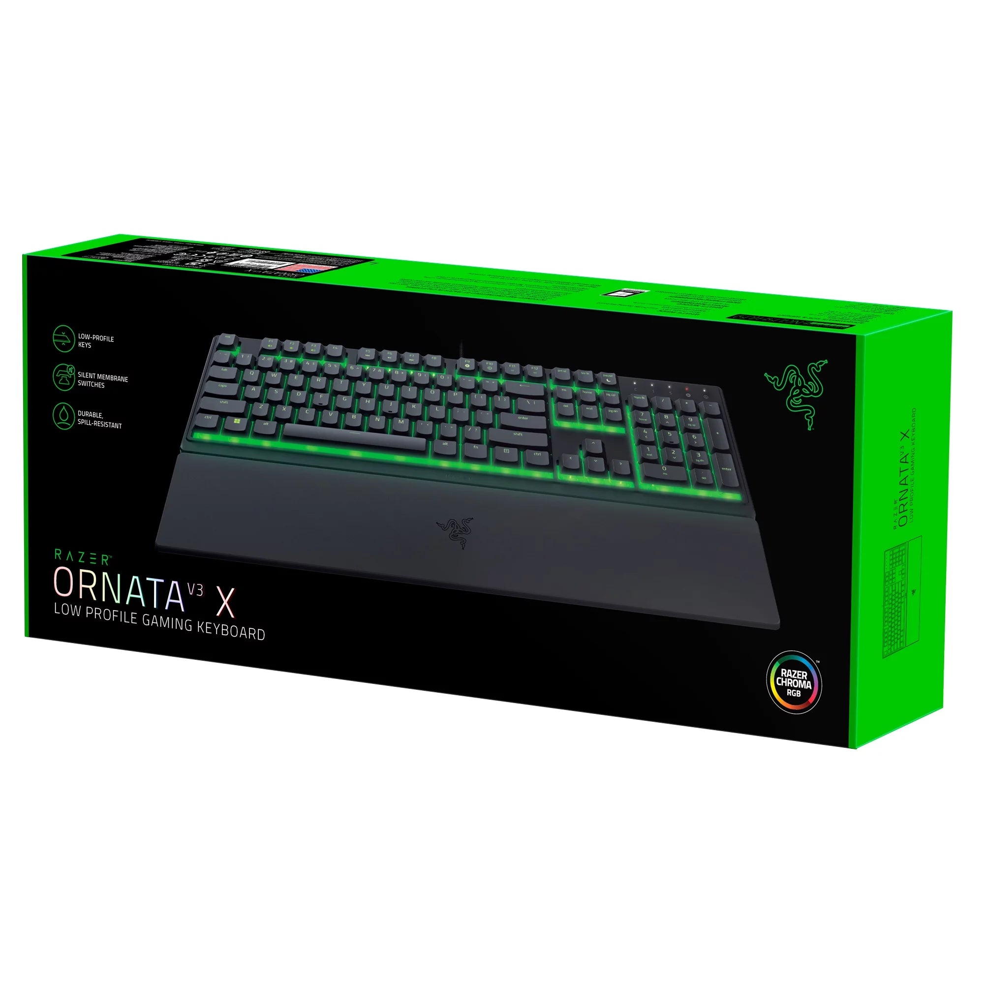 Ornata V3 X Teclado Para Juegos De Membrana Con Cable De Tamaño Completo Para PC, Chroma RGB, Reposamuñecas, Negro