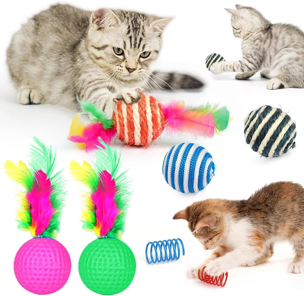 32 Pzas De Juguetes Para Gatos, Variedad Interactiva De Juguetes De Catnip Con Túnel Arcoíris Plegable, Juguete De Plumas Y Bolas Arrugadas Para Gatos, Gatitos, Cachorros