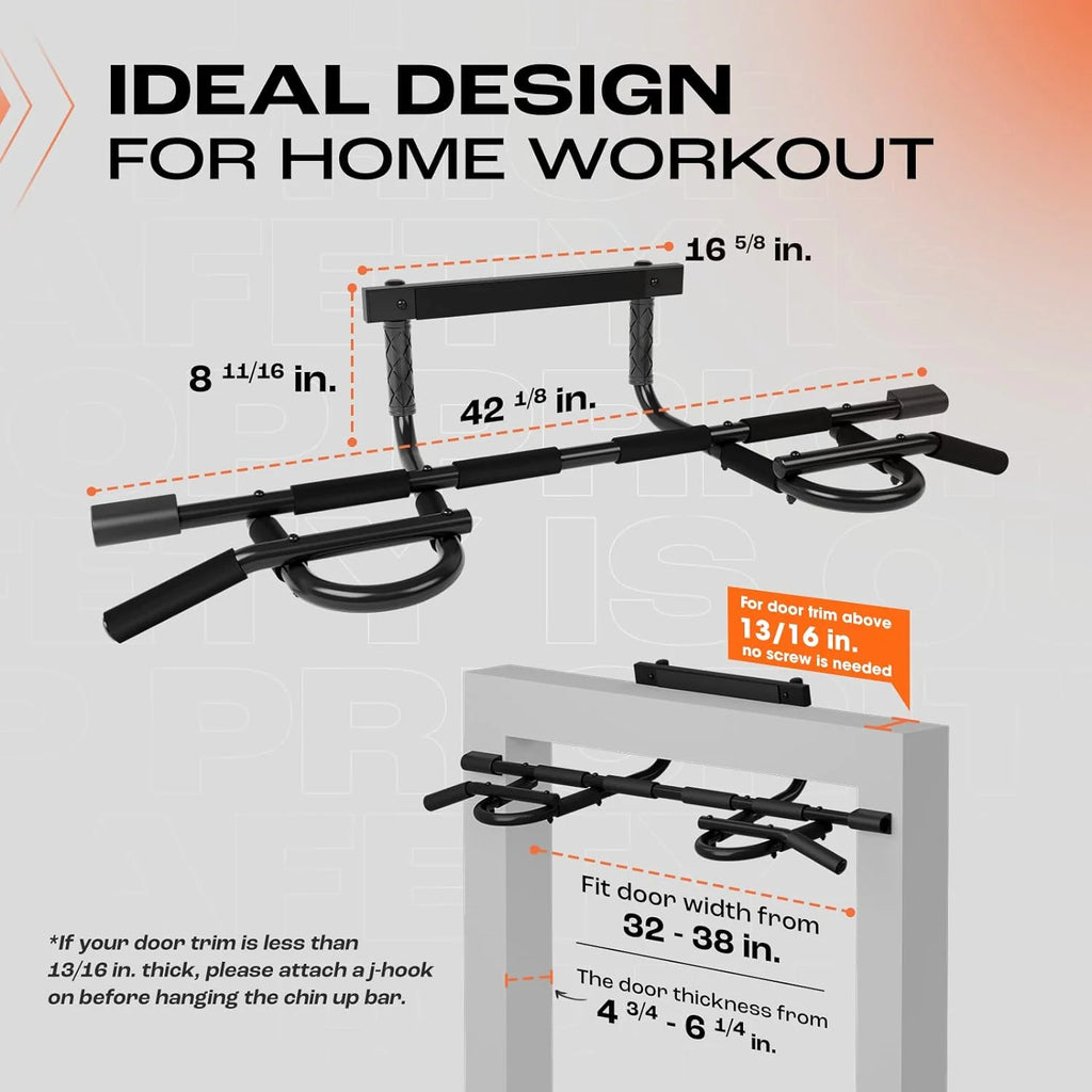 Barra De Dominadas Resistente Para Puerta, Construcción De Barra Principal Sólida De 1 Pieza, Barra De Dominadas Multiagarre Para Entrenamiento De Gimnasio En Casa, Sin Tornillos Marco De Puerta Portátil Barra De Dominadas Horizontal
