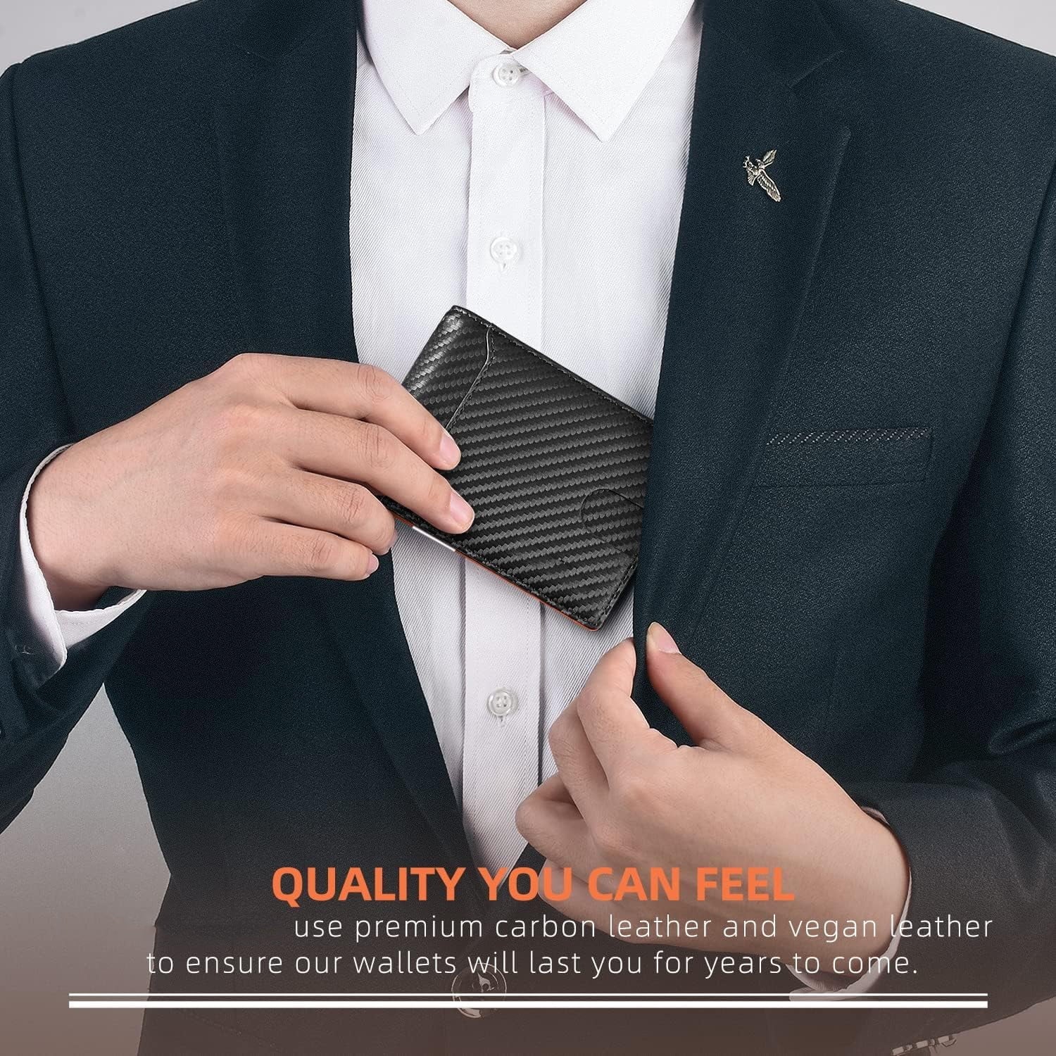 Aursear Cartera Para Hombre Delgada, Cuero Genuino Minimalist Cartera Para Hombre Con Bloqueo RFID, Tarjetero Con Clip Para Dinero, Mejor Regalo