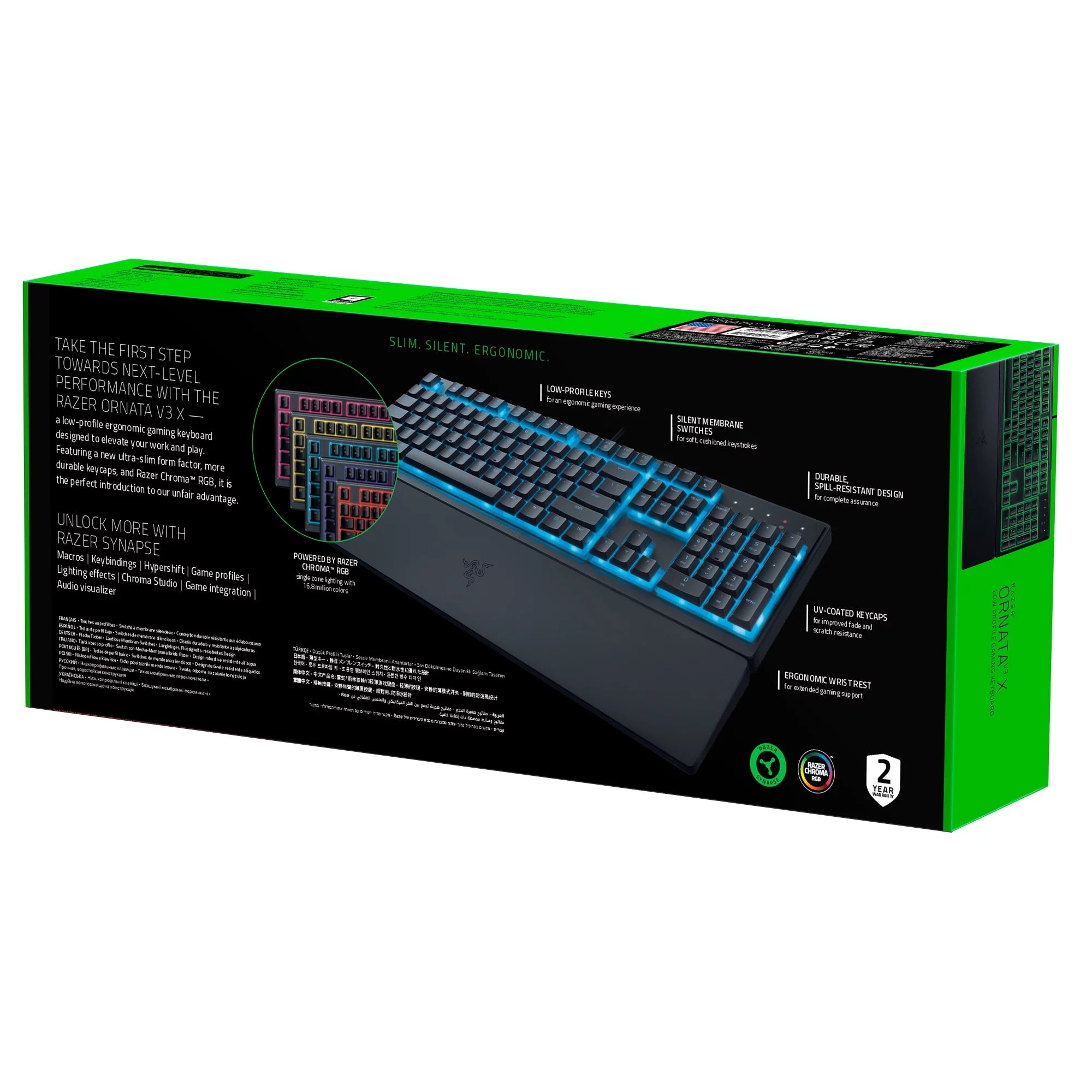 Ornata V3 X Teclado Para Juegos De Membrana Con Cable De Tamaño Completo Para PC, Chroma RGB, Reposamuñecas, Negro